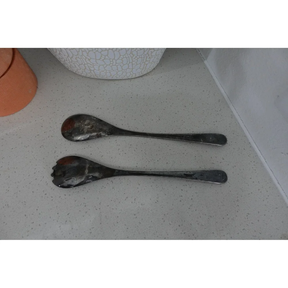 Vintage Silver Plated England Spoon & Spork Set‎ Serving Utensils
